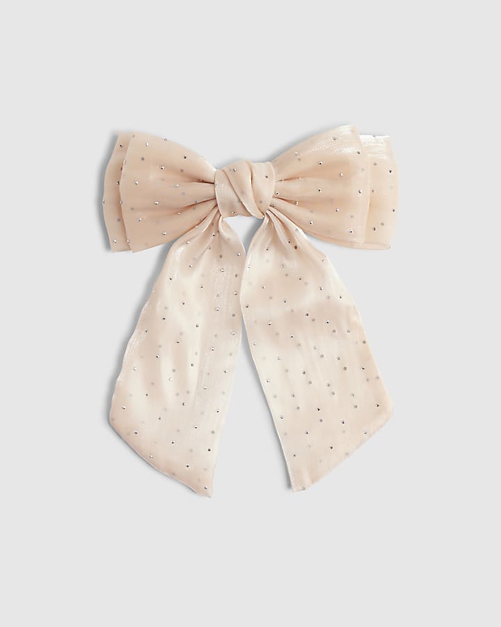 Pink Diamante Bow Hair Clip