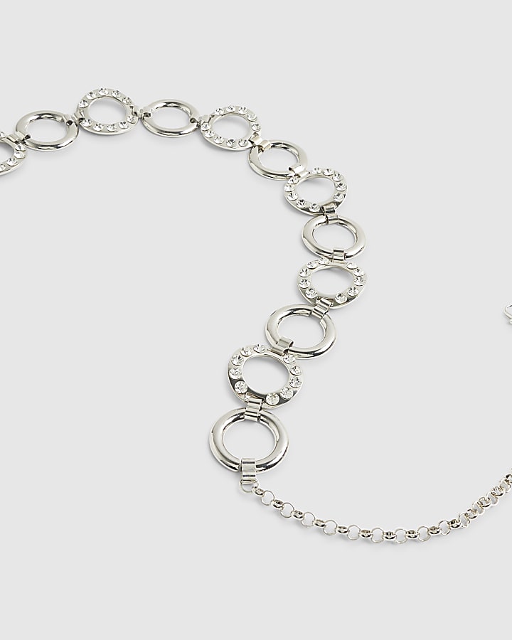 Silver Metal Ring Belt