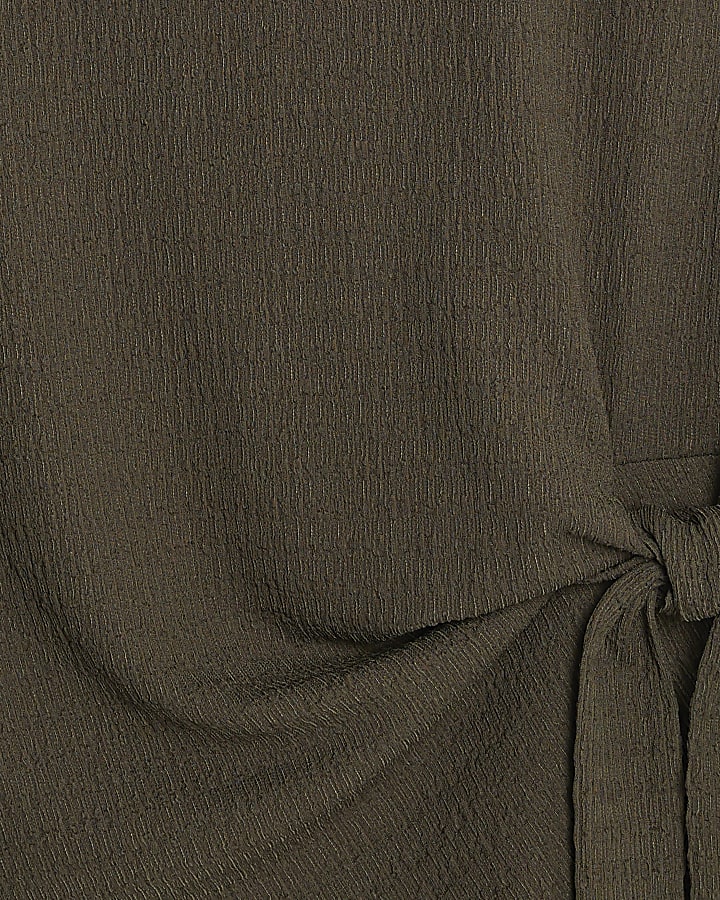 Khaki Short Sleeve Textured Tie T-shirt