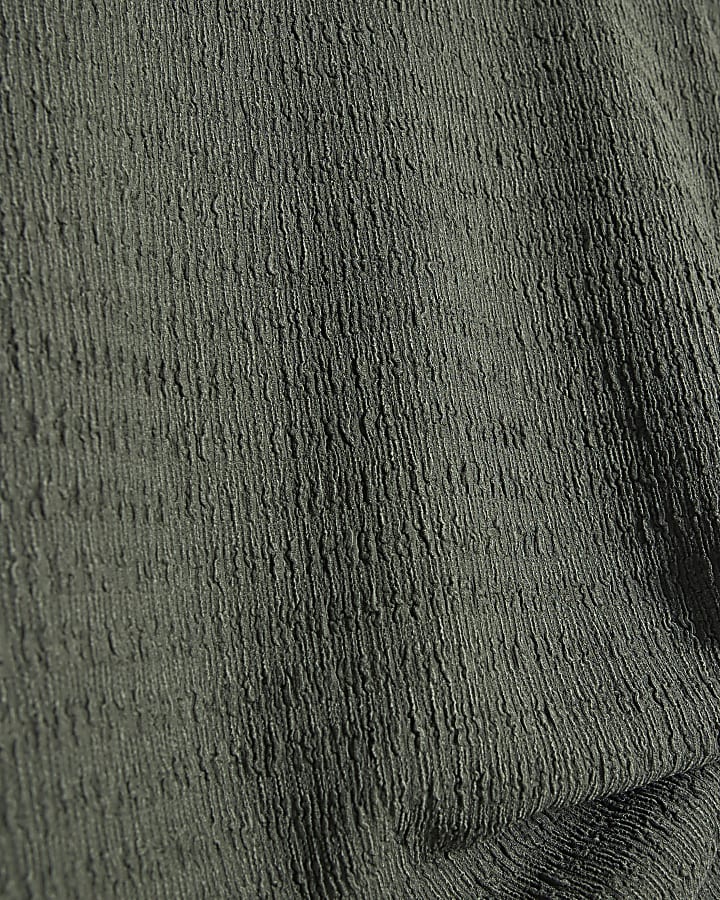Khaki Short Sleeve Textured Tie T-shirt