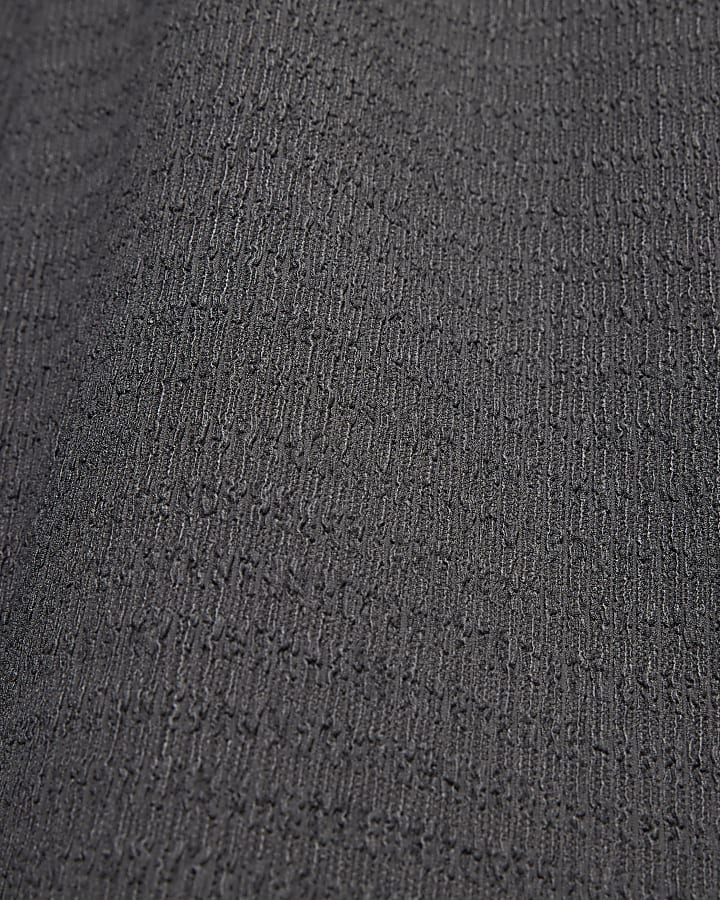Grey Textured Wide Leg Trousers