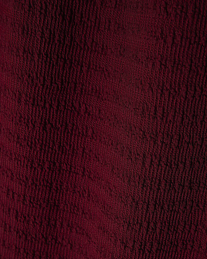 Red Textured Wide Leg Trousers