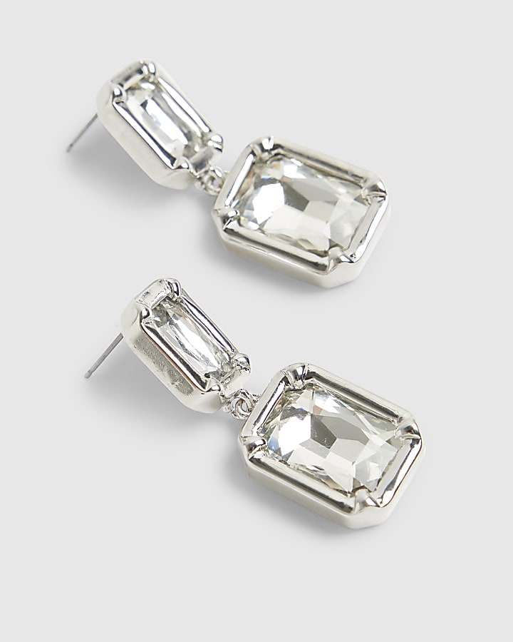 Silver Gemstone Drop Earrings