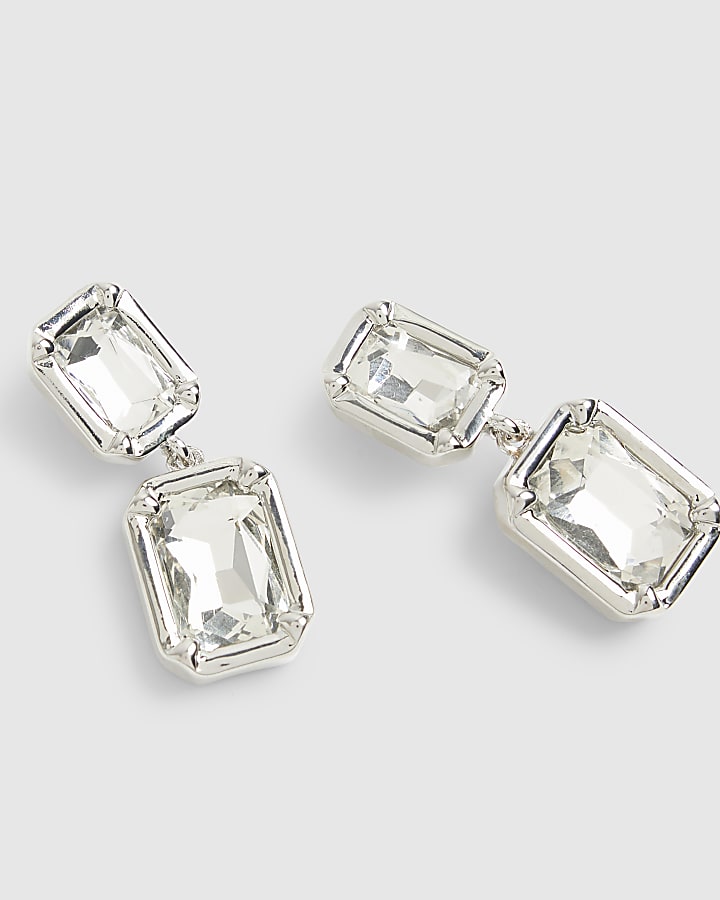 Silver Gemstone Drop Earrings