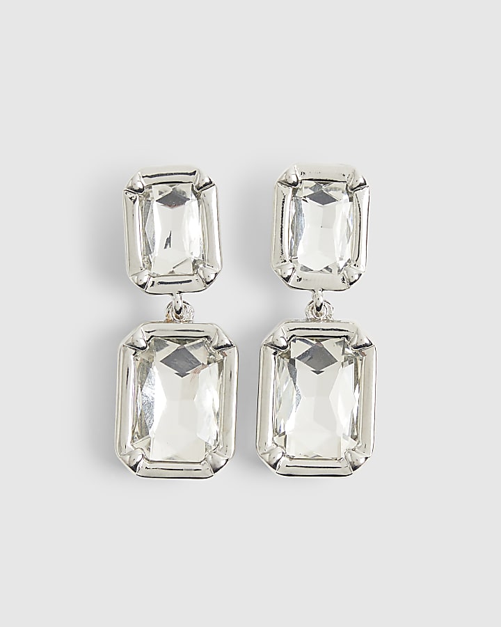 Silver Gemstone Drop Earrings