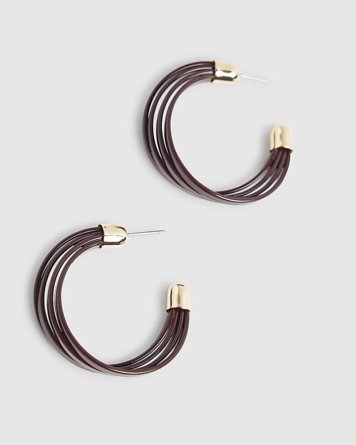 Brown Layered Hoop Earrings