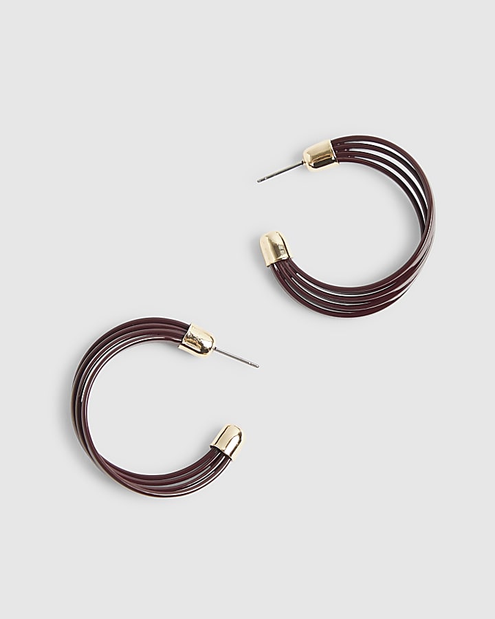 Brown Layered Hoop Earrings