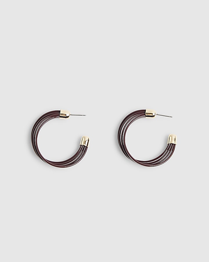 Brown Layered Hoop Earrings