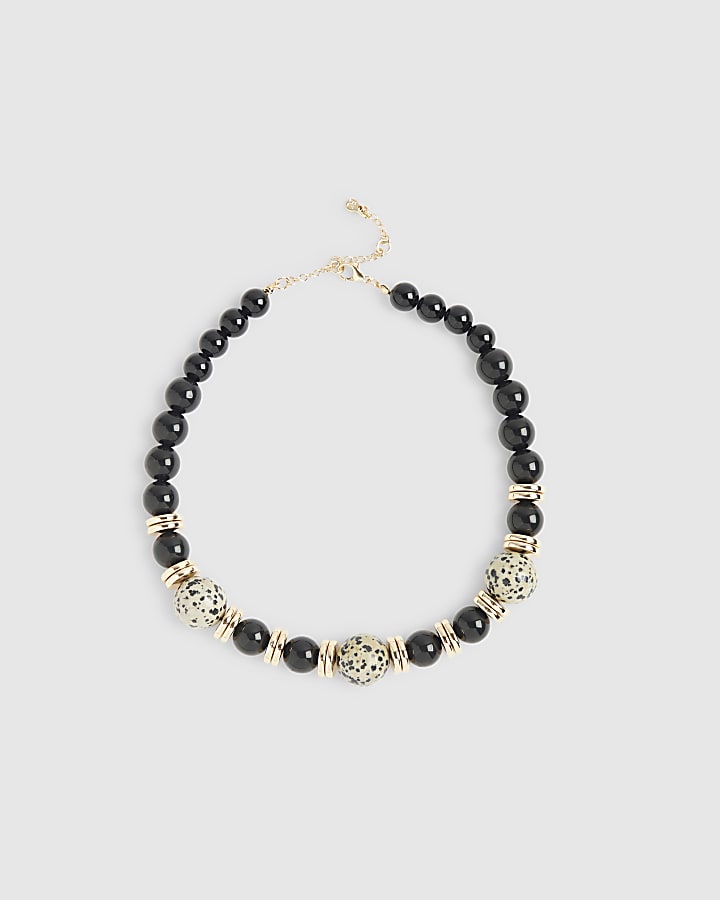 Black Dalmatian Beaded Necklace