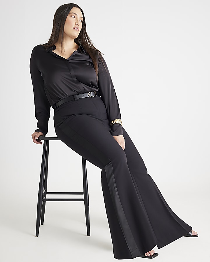 Black Slim Leg Panelled Trousers