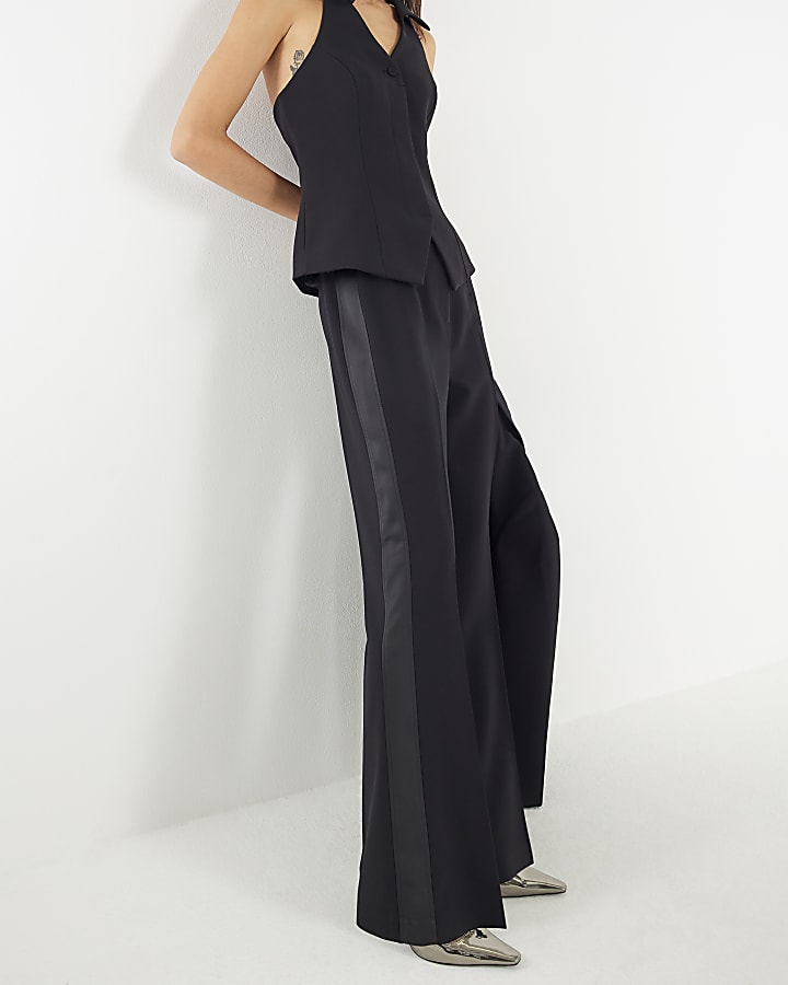 Black Slim Leg Panelled Trousers