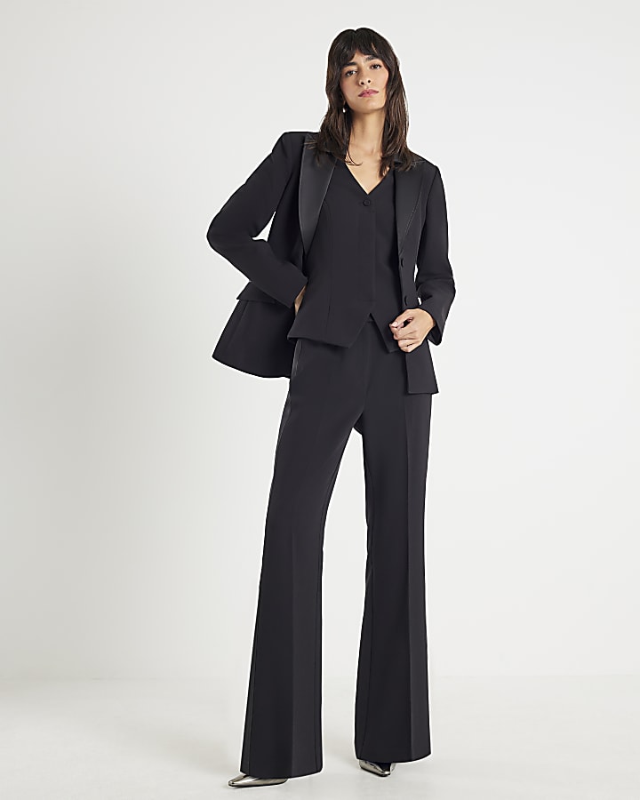 Black Slim Leg Panelled Trousers