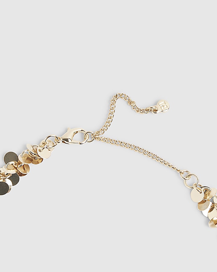 Gold Sequin Lariat Necklace