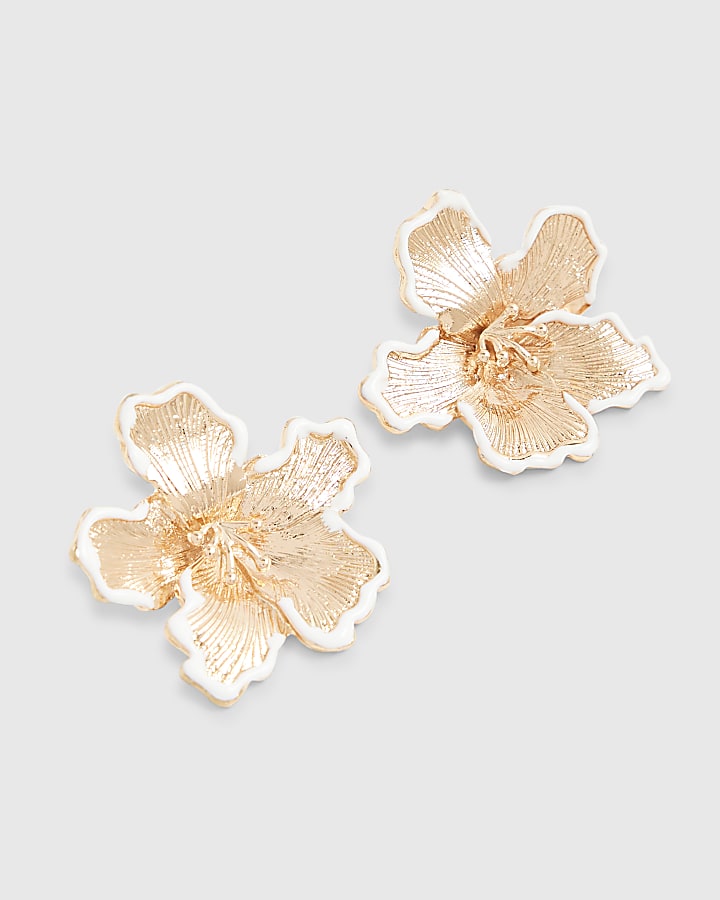 Gold Flower Stud Earrings