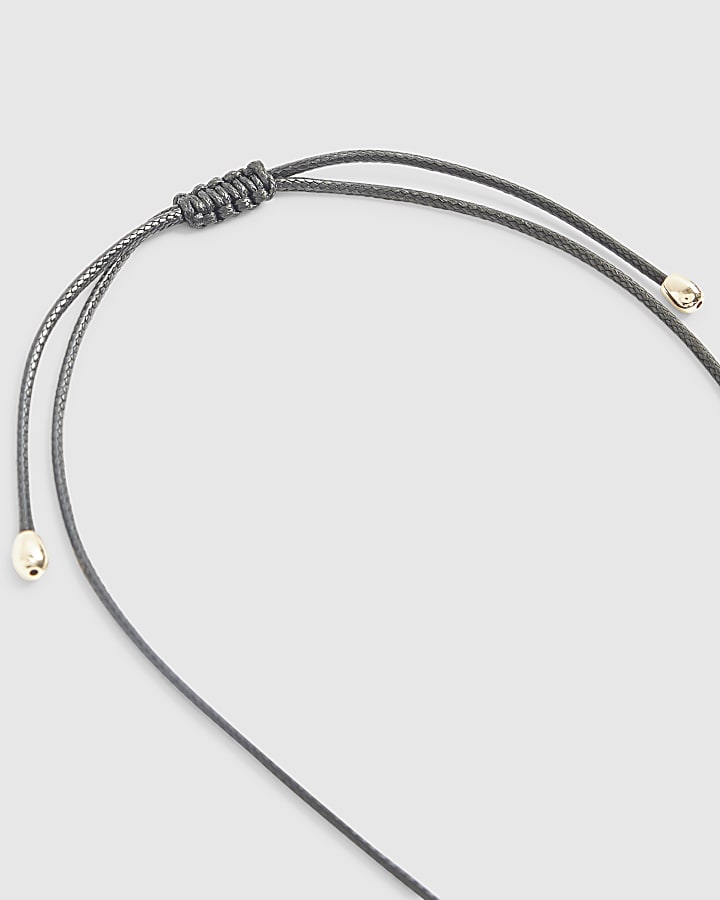 Black Pebble Corduroy Necklace