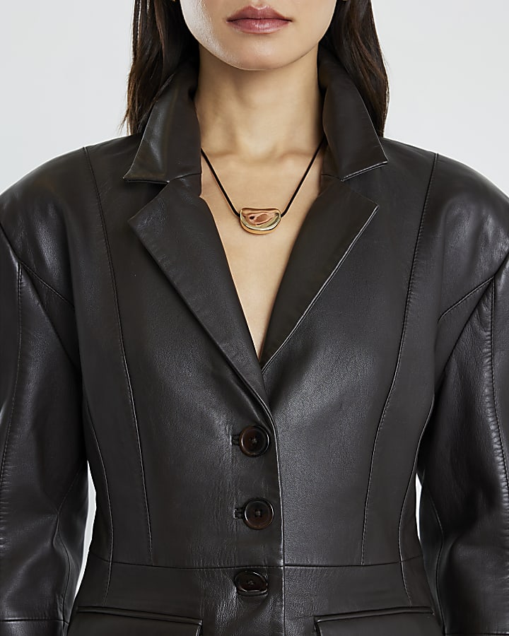 Black Pebble Corduroy Necklace