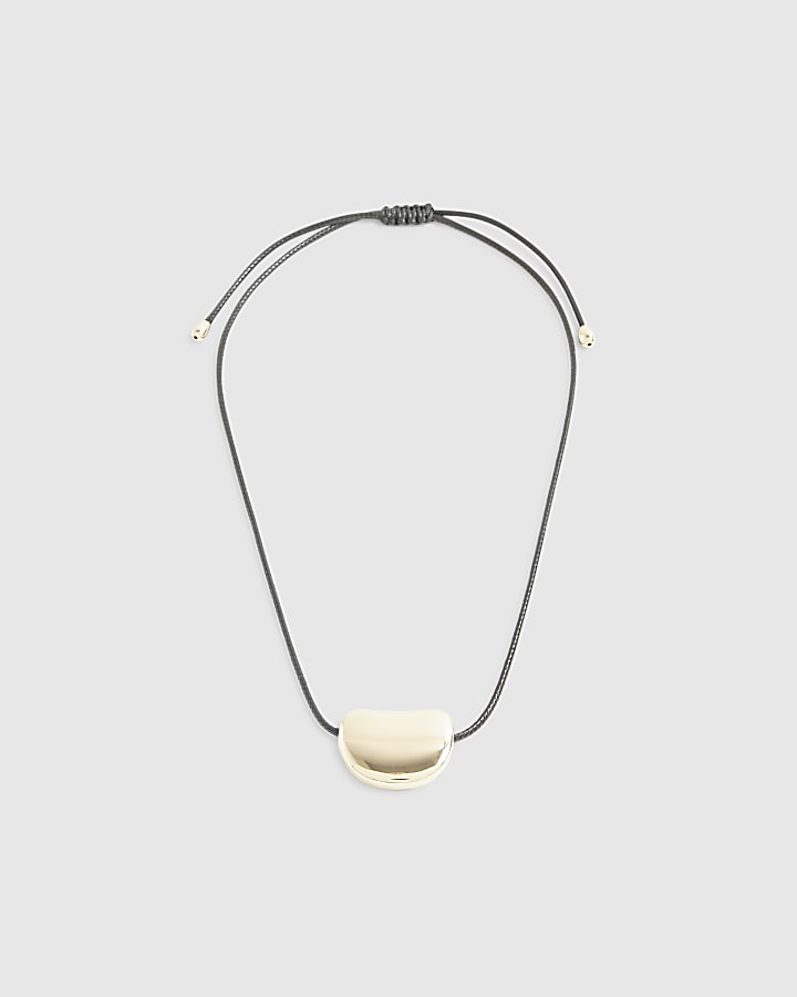 Black Pebble Corduroy Necklace