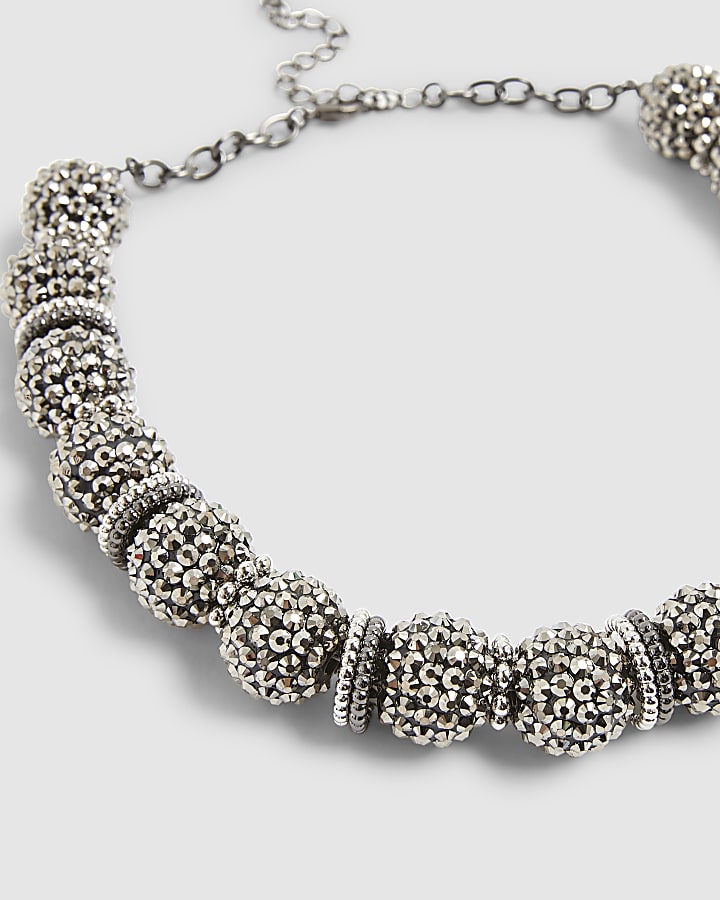 Black Rhinestone Chunky Collar Necklace