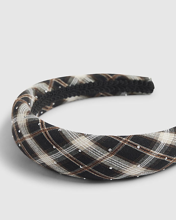 Brown Check Padded Headband