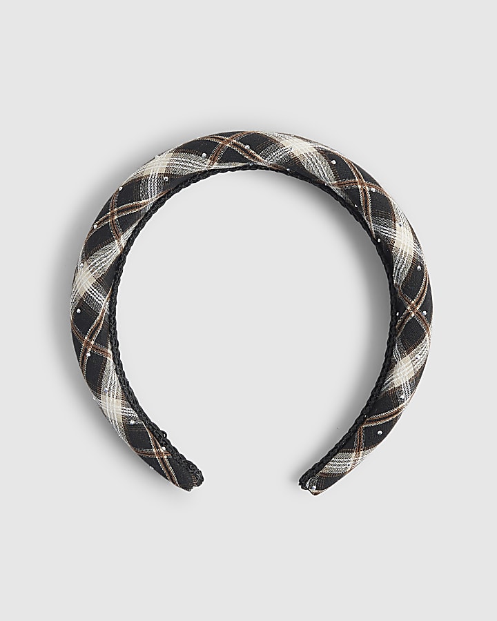 Brown Check Padded Headband