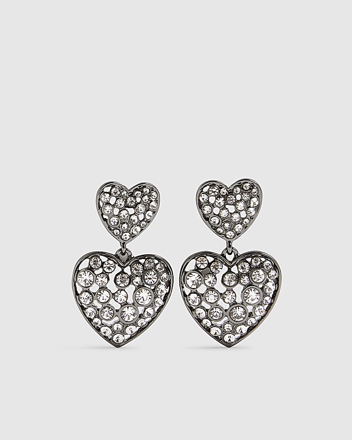 Black Heart Drop Earrings