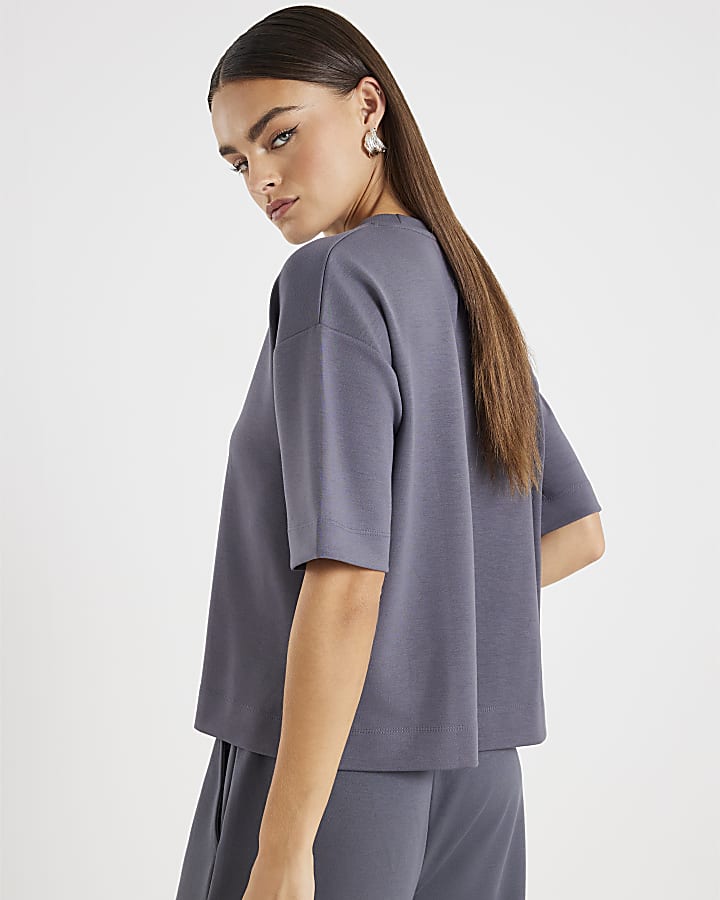 Grey Premium Short Sleeve Boxy T-shirt