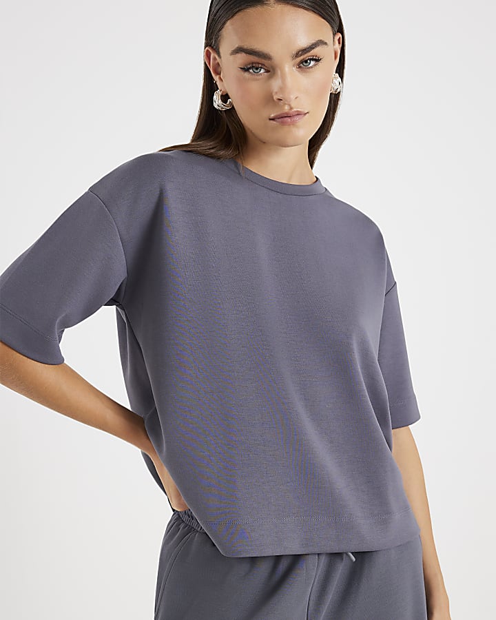 Grey Premium Short Sleeve Boxy T-shirt