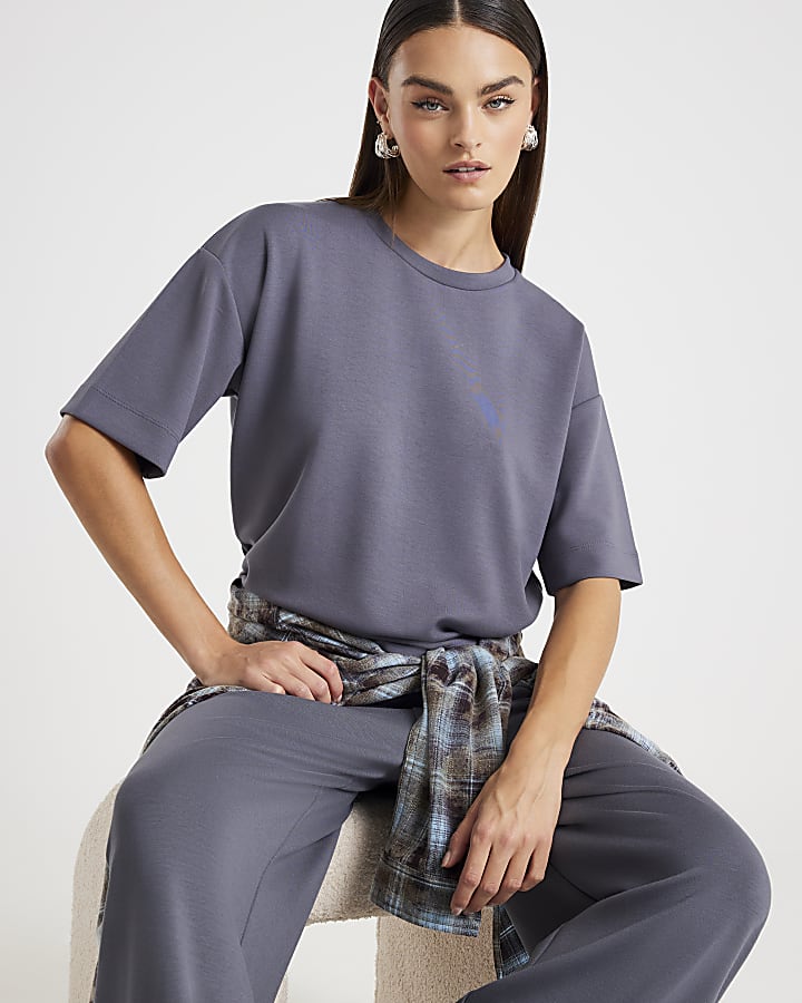 Grey Premium Short Sleeve Boxy T-shirt