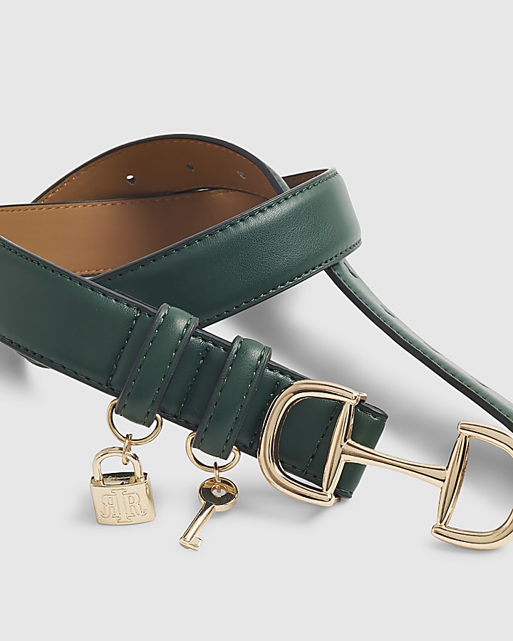 Green Snaffle Buckle Padlock Belt