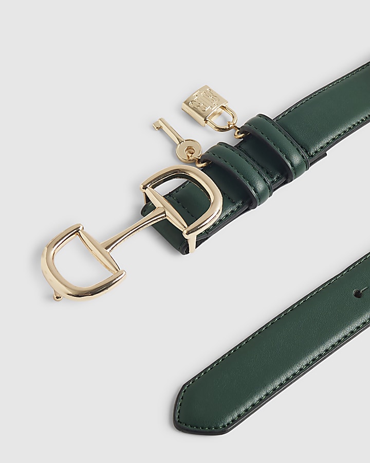 Green Snaffle Buckle Padlock Belt