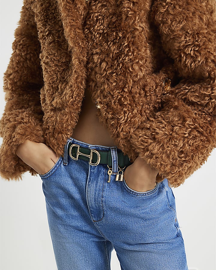 Green Snaffle Buckle Padlock Belt