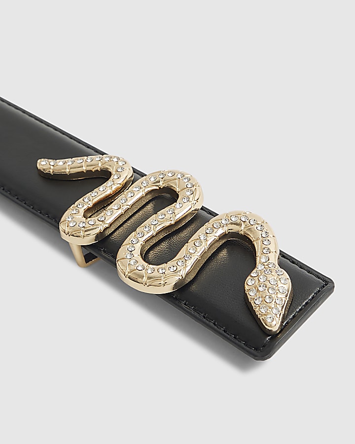 Black Diamante Snake Buckle Belt