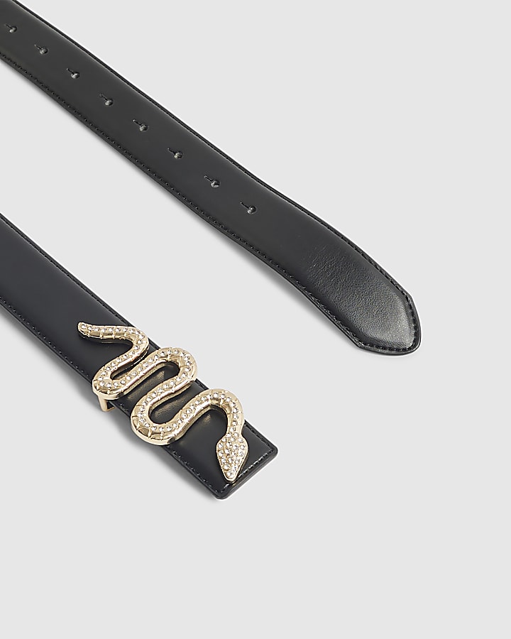 Black Diamante Snake Buckle Belt