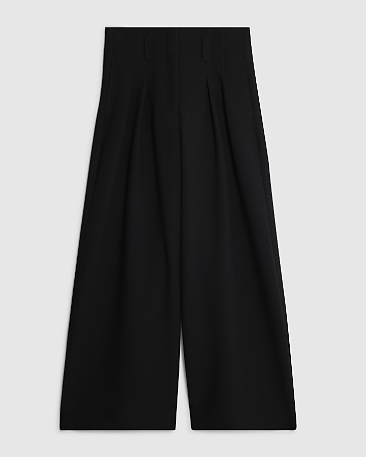 Petite Black High Waist Wide Leg Trousers