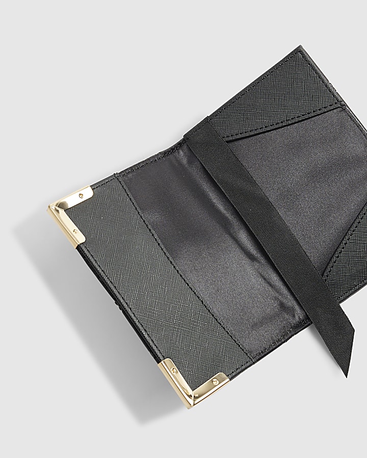 Black Embossed Monogram Print Passport Cover