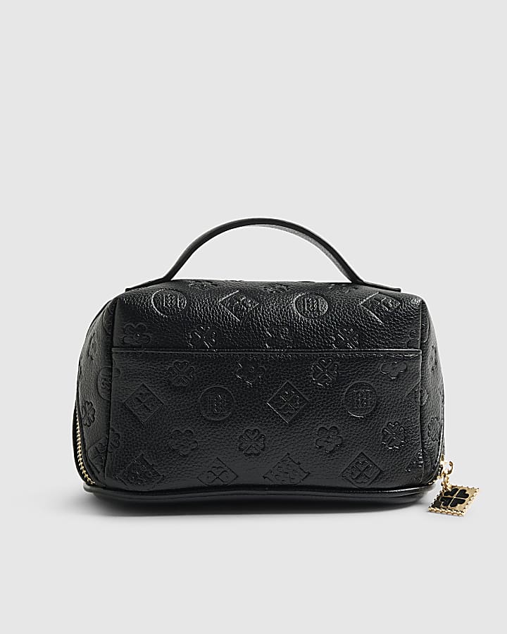 Black Monogram Print Makeup Bag