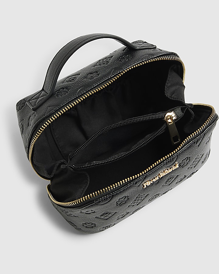 Black Monogram Print Makeup Bag