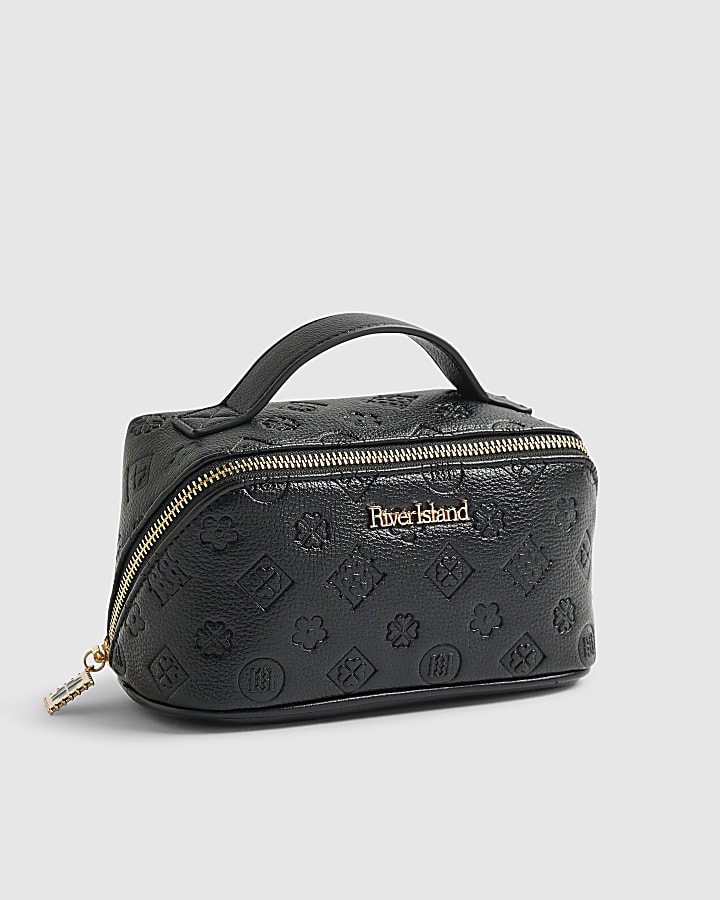 Black Monogram Print Makeup Bag