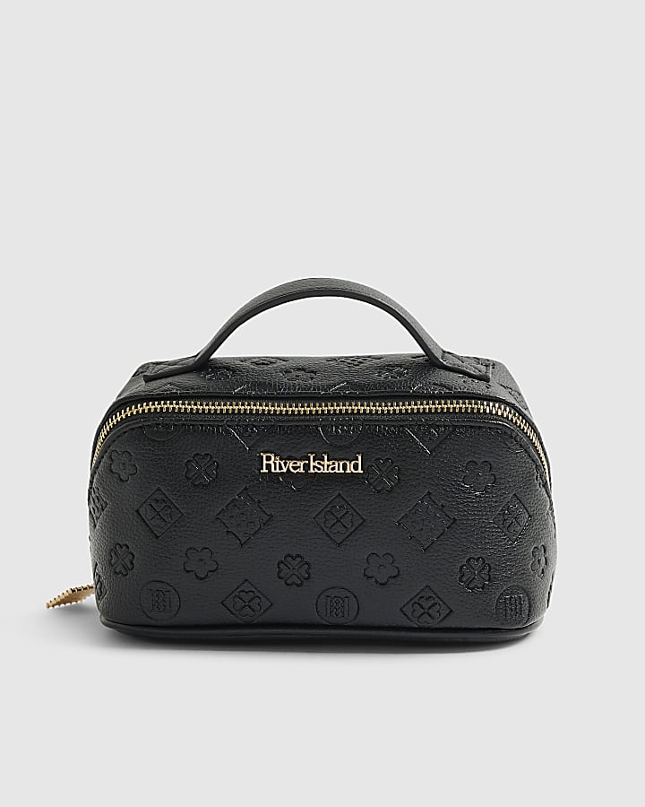 Black Monogram Print Makeup Bag
