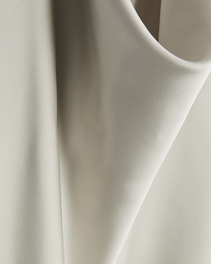 Silver Satin Halter Neck Top