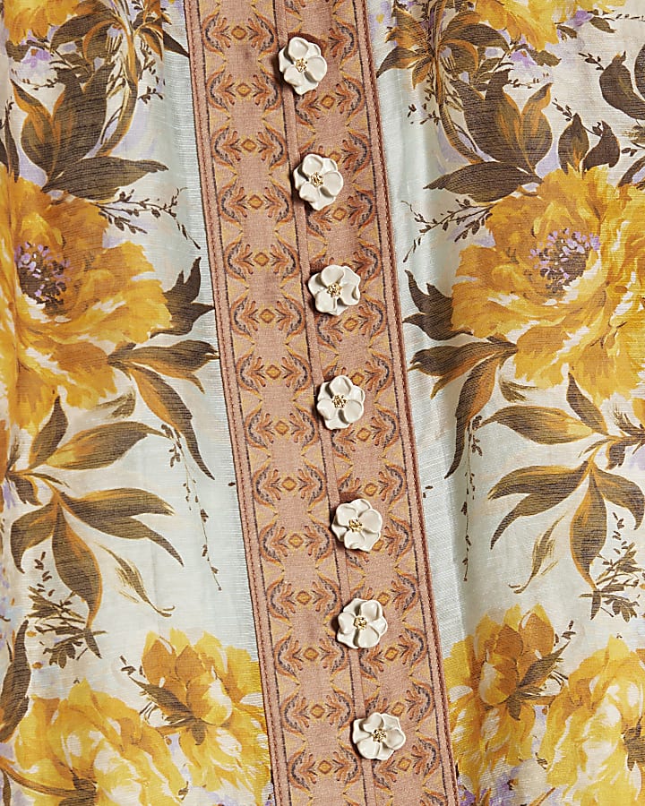 Cream Floral Print Blouse