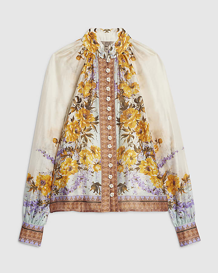 Cream Floral Print Blouse