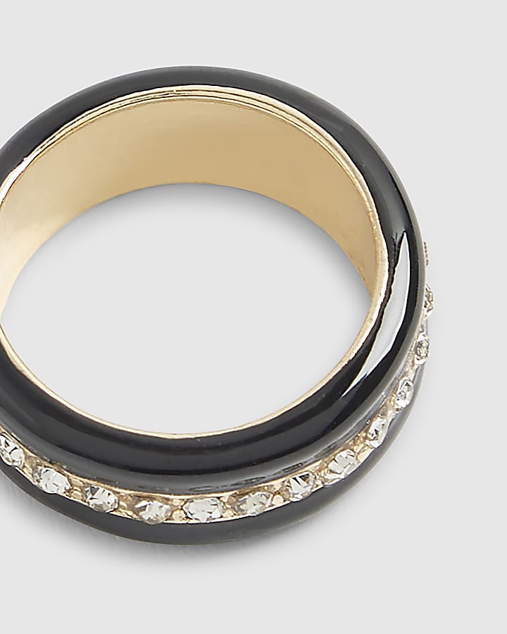 Black Rhinestone Ring