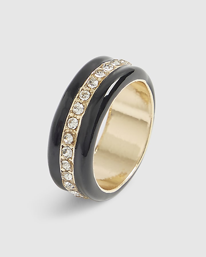 Black Rhinestone Ring