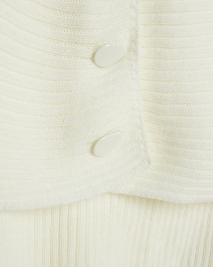 Cream Knitted Long Sleeve Bardot Jumper