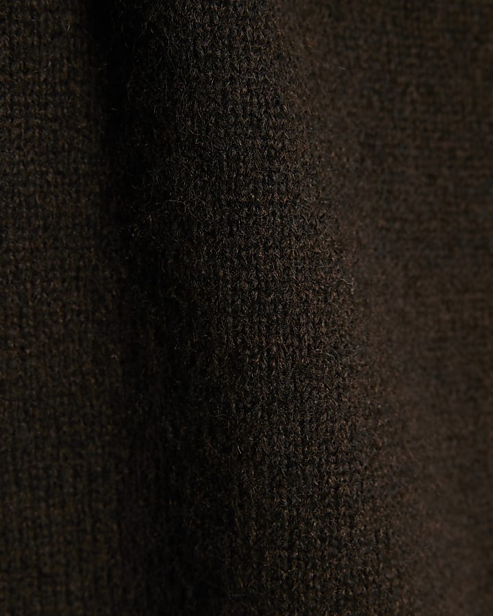 Brown Knitted Off The Shoulder Jumper