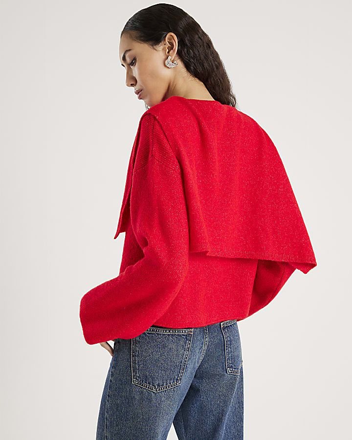 Red Knitted 2 In 1 Jumper