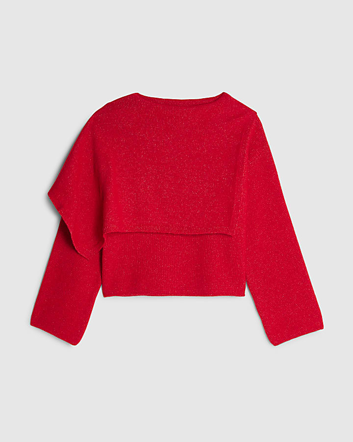 Red Knitted 2 In 1 Jumper