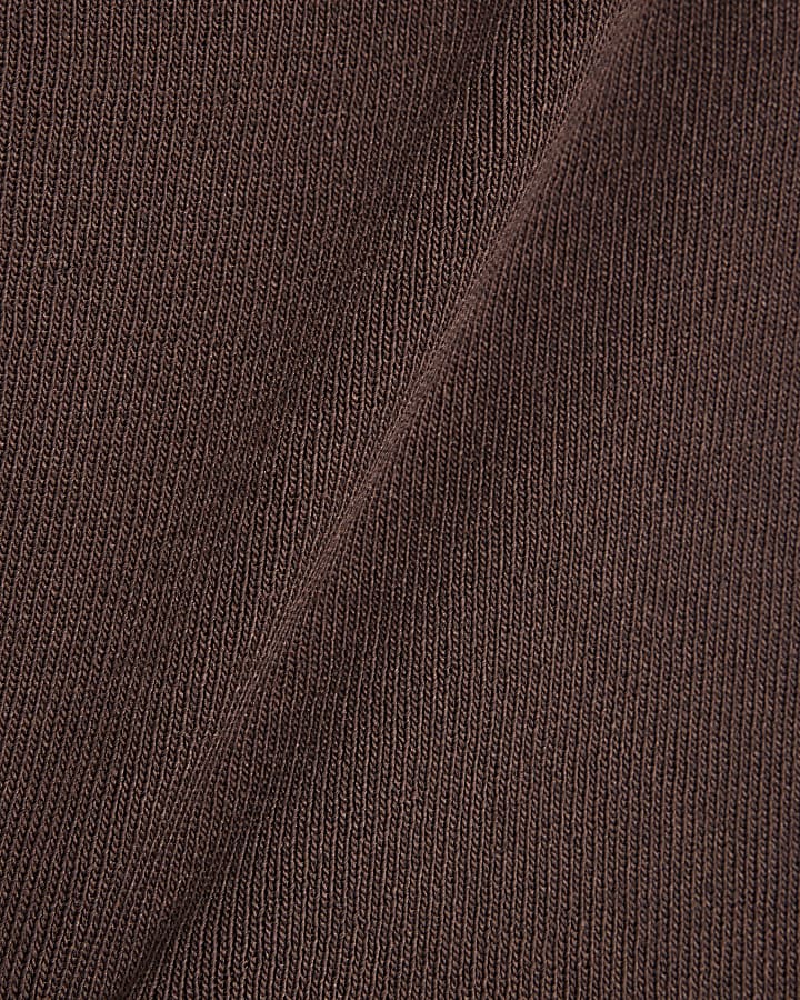 Brown Knitted Long Sleeve Off Shoulder Top