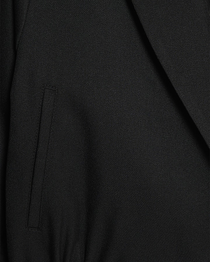 Black Long Sleeve Collared Bomber Jacket